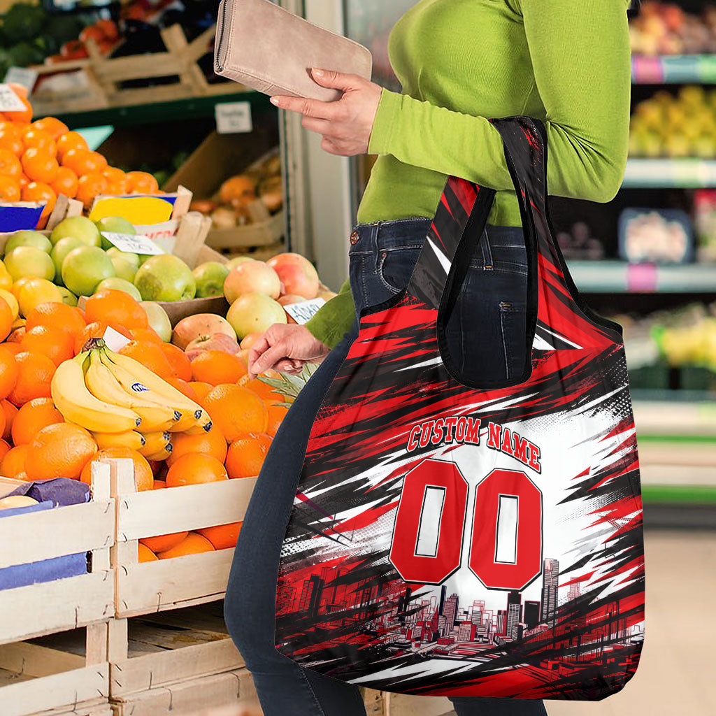 Personalised Melbourne Renegades Cricket Fan Pride Grocery Bag Dynamic Cricket Graphic Art With Melbourne City Skyline