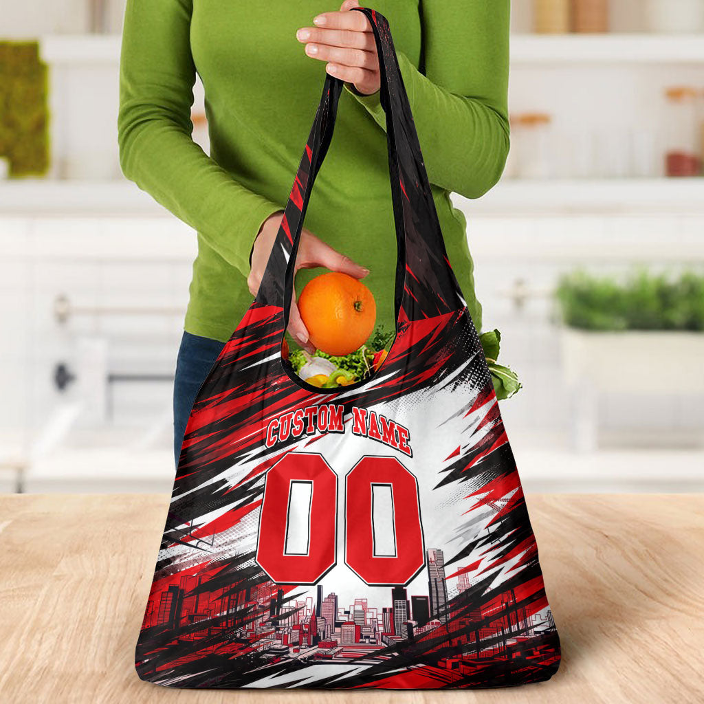 Personalised Melbourne Renegades Cricket Fan Pride Grocery Bag Dynamic Cricket Graphic Art With Melbourne City Skyline