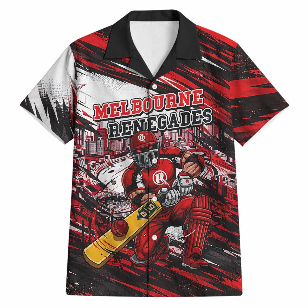 Personalised Melbourne Renegades Cricket Fan Pride Hawaiian Shirt Dynamic Cricket Graphic Art With Melbourne City Skyline
