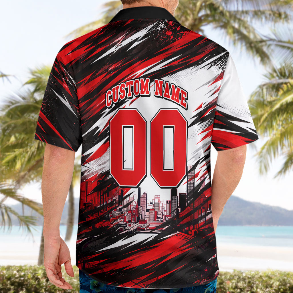 Personalised Melbourne Renegades Cricket Fan Pride Hawaiian Shirt Dynamic Cricket Graphic Art With Melbourne City Skyline