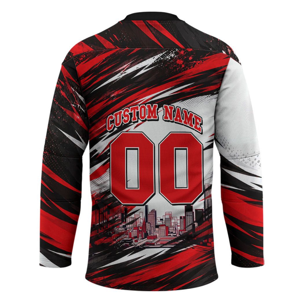 Personalised Melbourne Renegades Cricket Fan Pride Hockey Jersey Dynamic Cricket Graphic Art With Melbourne City Skyline