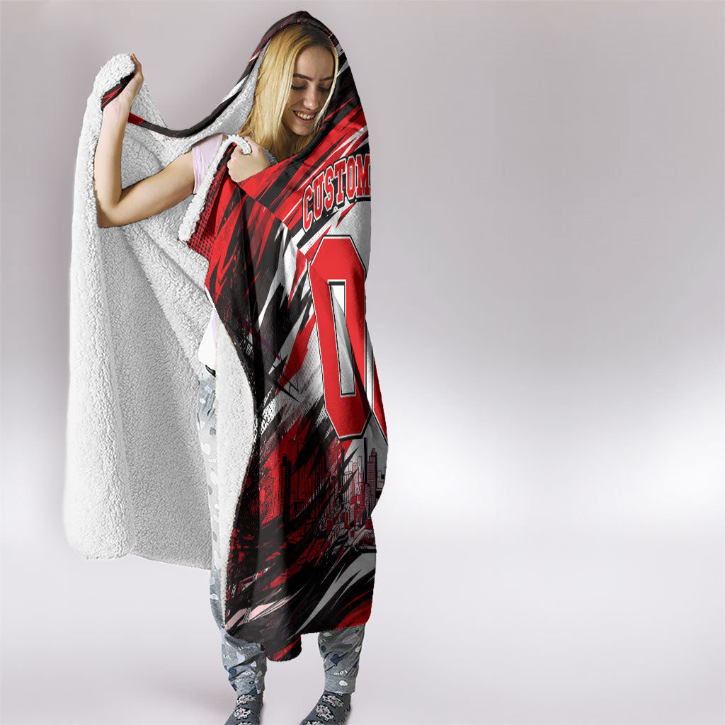 Personalised Melbourne Renegades Cricket Fan Pride Hooded Blanket Dynamic Cricket Graphic Art With Melbourne City Skyline