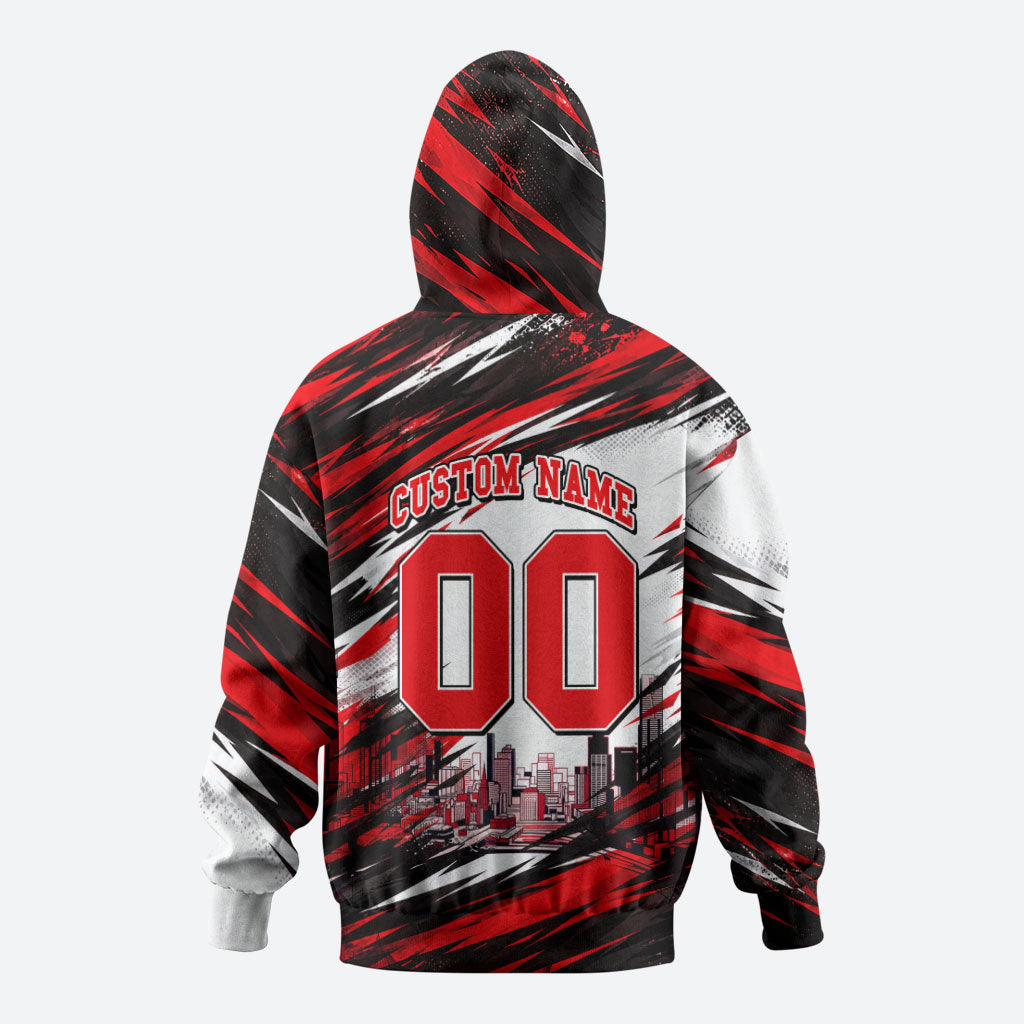 Personalised Melbourne Renegades Cricket Fan Pride Hoodie Dynamic Cricket Graphic Art With Melbourne City Skyline