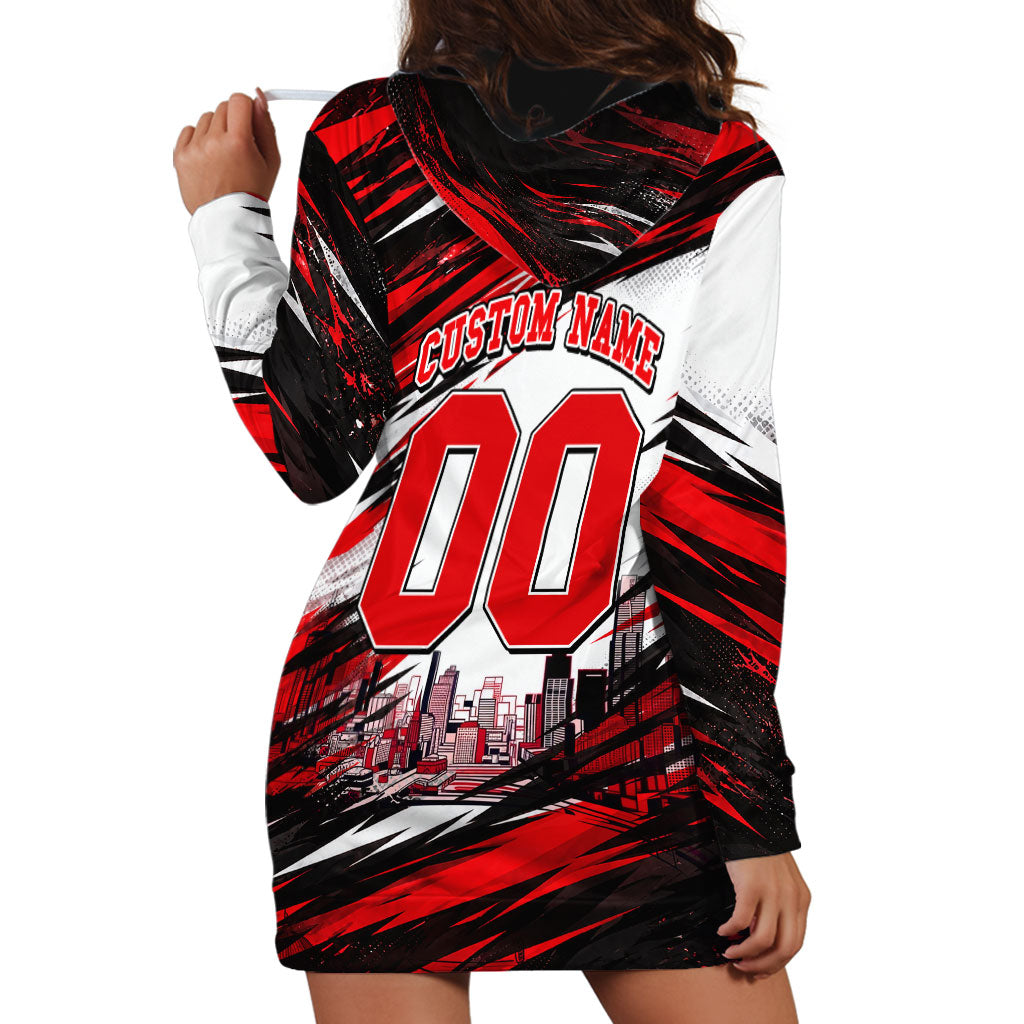 Personalised Melbourne Renegades Cricket Fan Pride Hoodie Dress Dynamic Cricket Graphic Art With Melbourne City Skyline
