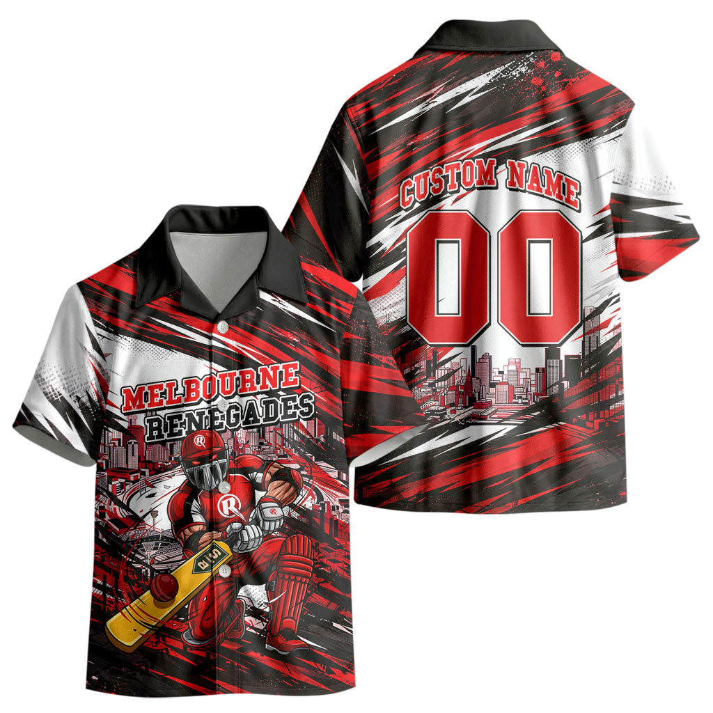 Personalised Melbourne Renegades Cricket Fan Pride Kid Hawaiian Shirt Dynamic Cricket Graphic Art With Melbourne City Skyline
