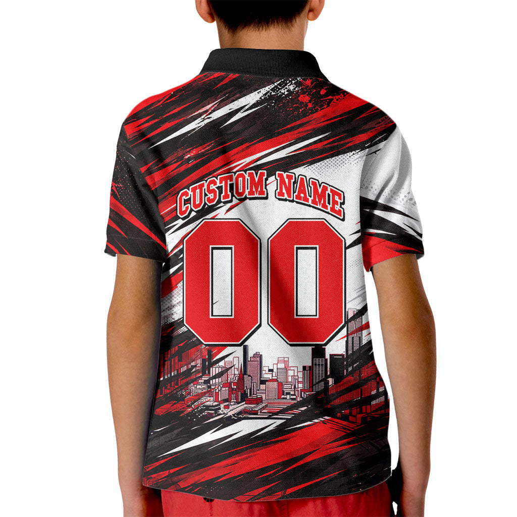Personalised Melbourne Renegades Cricket Fan Pride Kid Polo Shirt Dynamic Cricket Graphic Art With Melbourne City Skyline