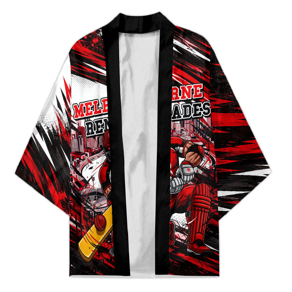 Personalised Melbourne Renegades Cricket Fan Pride Kimono Dynamic Cricket Graphic Art With Melbourne City Skyline