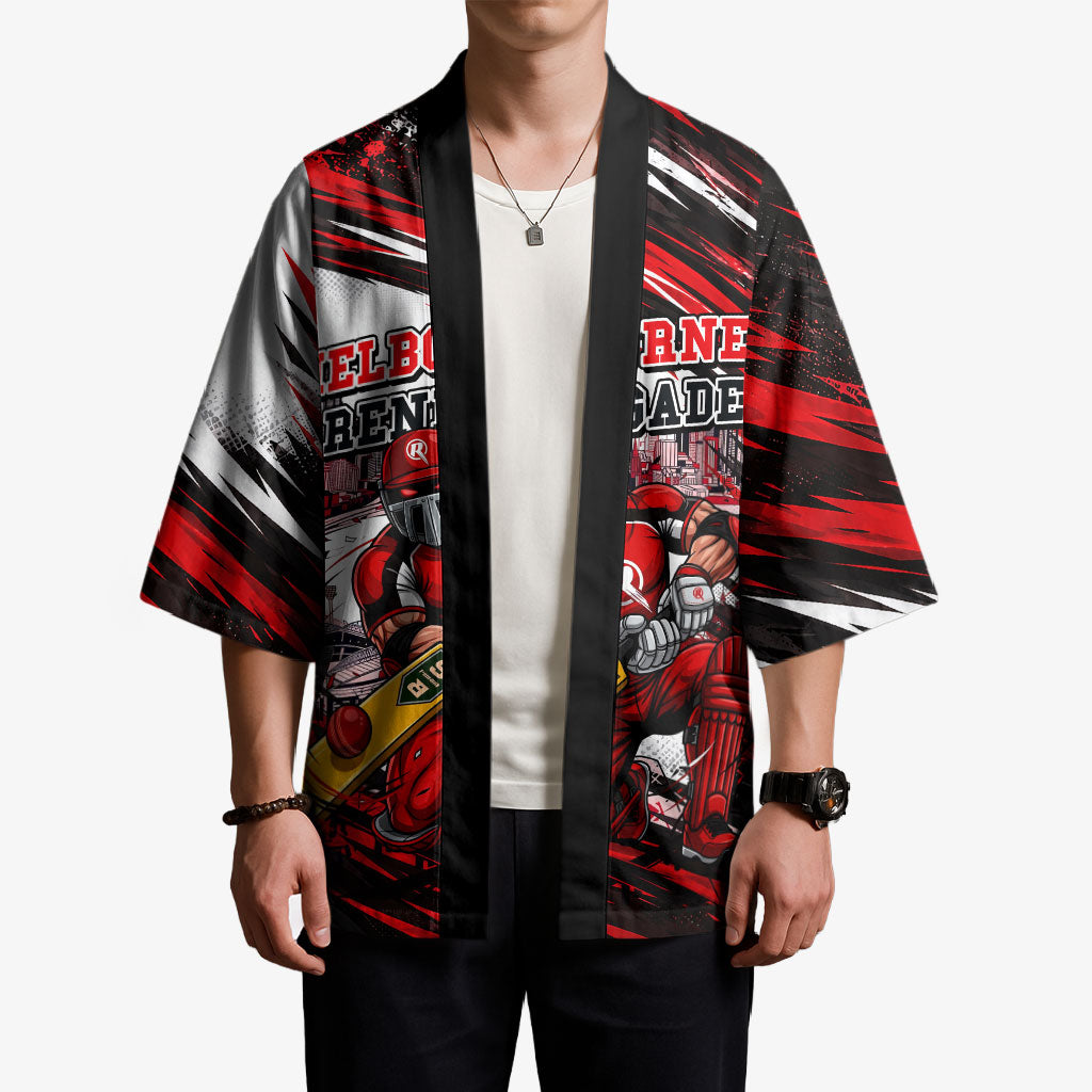 Personalised Melbourne Renegades Cricket Fan Pride Kimono Dynamic Cricket Graphic Art With Melbourne City Skyline