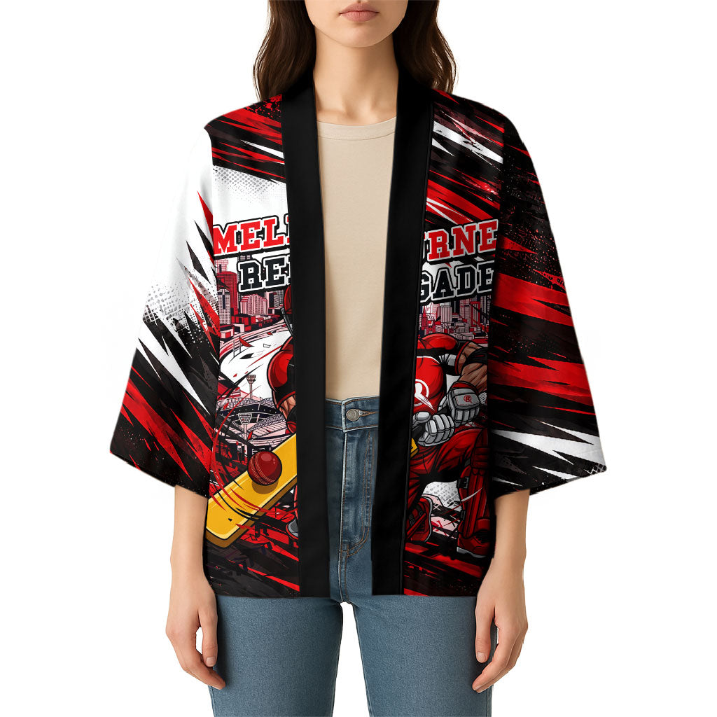 Personalised Melbourne Renegades Cricket Fan Pride Kimono Dynamic Cricket Graphic Art With Melbourne City Skyline