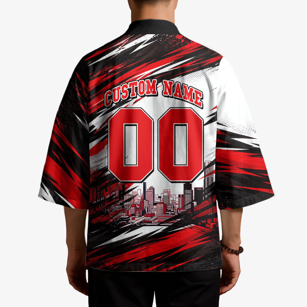 Personalised Melbourne Renegades Cricket Fan Pride Kimono Dynamic Cricket Graphic Art With Melbourne City Skyline