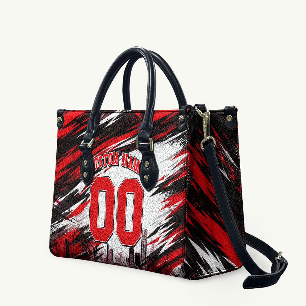 Personalised Melbourne Renegades Cricket Fan Pride Leather Bag Dynamic Cricket Graphic Art With Melbourne City Skyline
