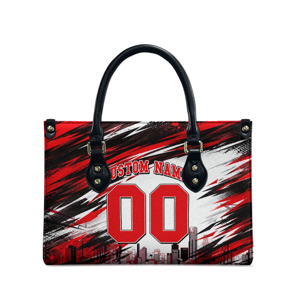 Personalised Melbourne Renegades Cricket Fan Pride Leather Bag Dynamic Cricket Graphic Art With Melbourne City Skyline
