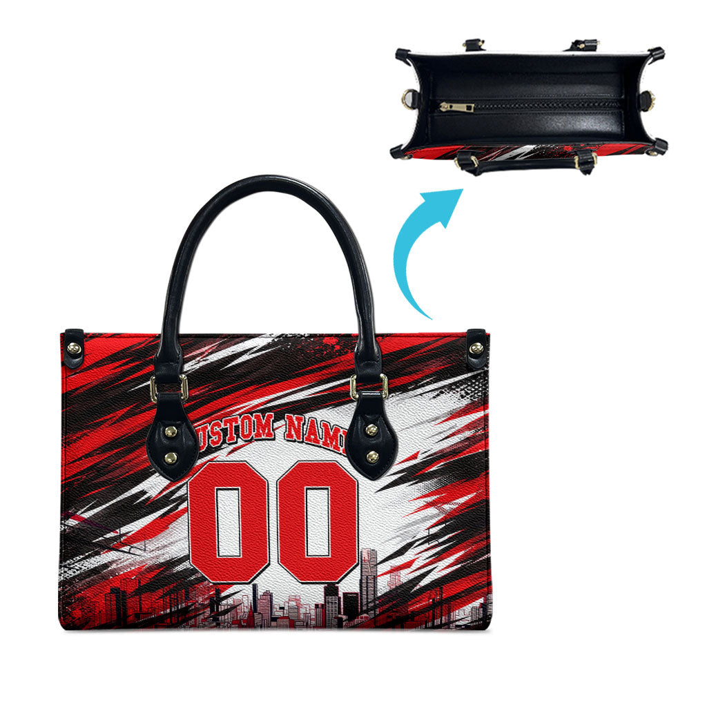 Personalised Melbourne Renegades Cricket Fan Pride Leather Bag Dynamic Cricket Graphic Art With Melbourne City Skyline