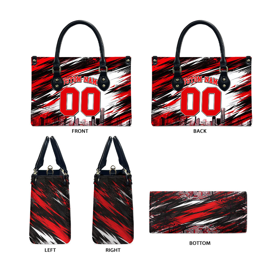 Personalised Melbourne Renegades Cricket Fan Pride Leather Bag Dynamic Cricket Graphic Art With Melbourne City Skyline