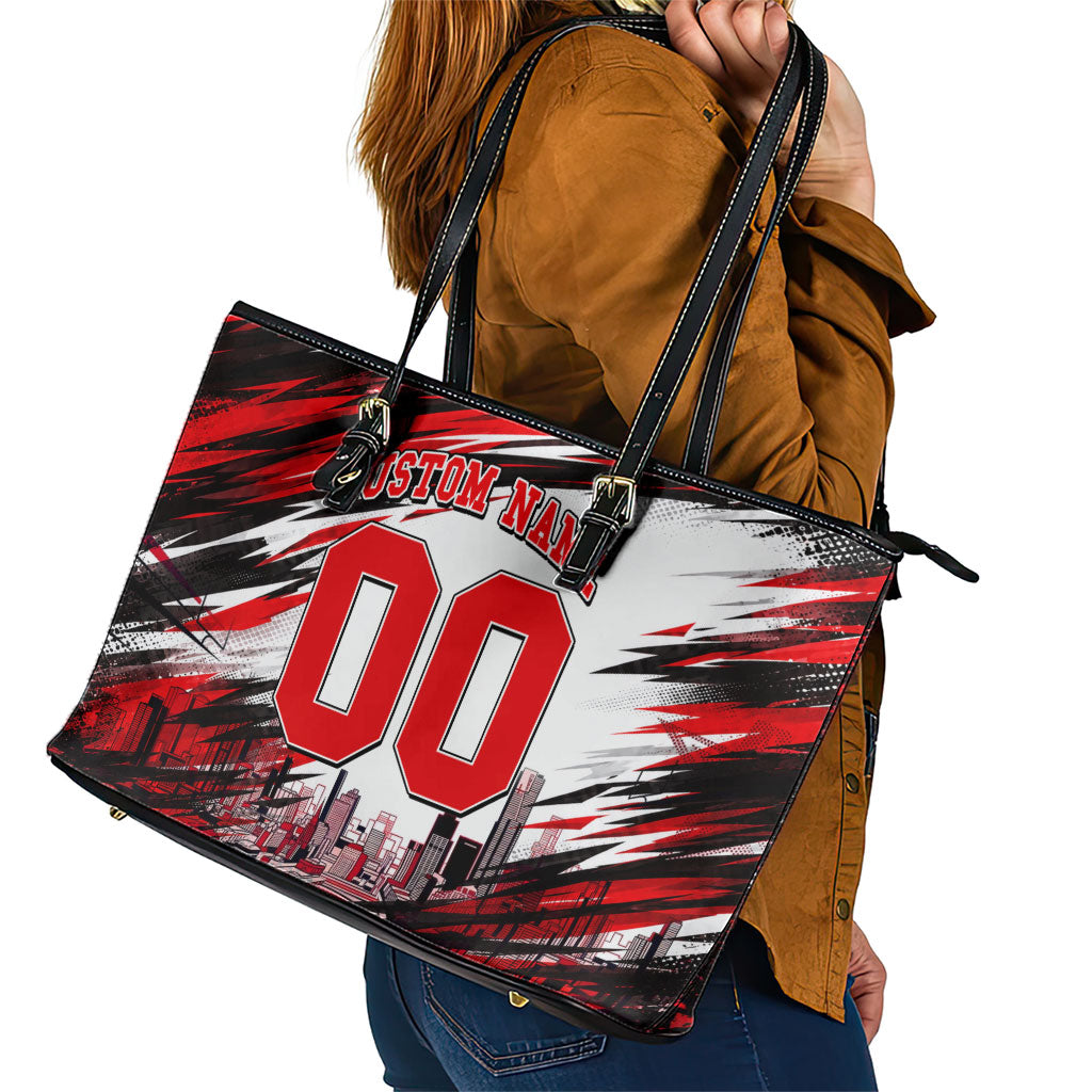 Personalised Melbourne Renegades Cricket Fan Pride Leather Tote Bag Dynamic Cricket Graphic Art With Melbourne City Skyline