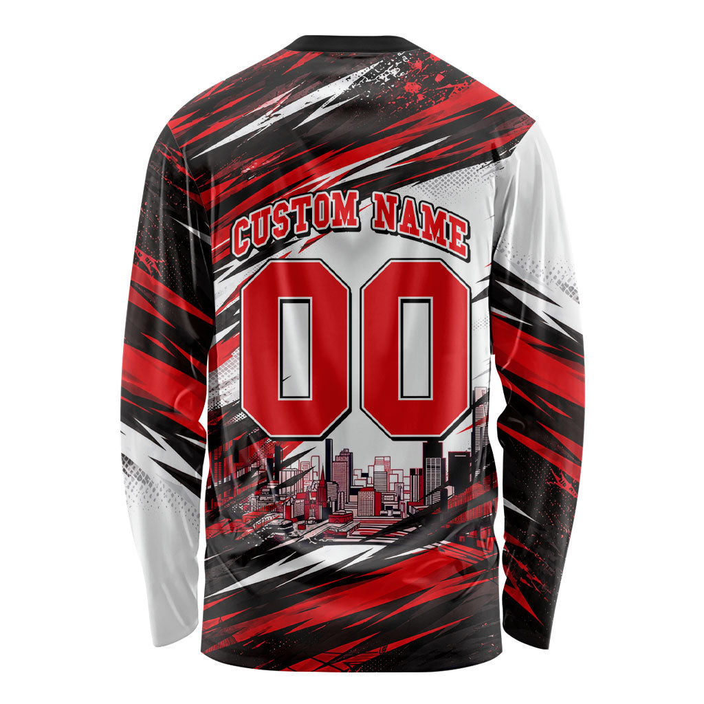 Personalised Melbourne Renegades Cricket Fan Pride Long Sleeve Shirt Dynamic Cricket Graphic Art With Melbourne City Skyline