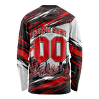Personalised Melbourne Renegades Cricket Fan Pride Long Sleeve Shirt Dynamic Cricket Graphic Art With Melbourne City Skyline
