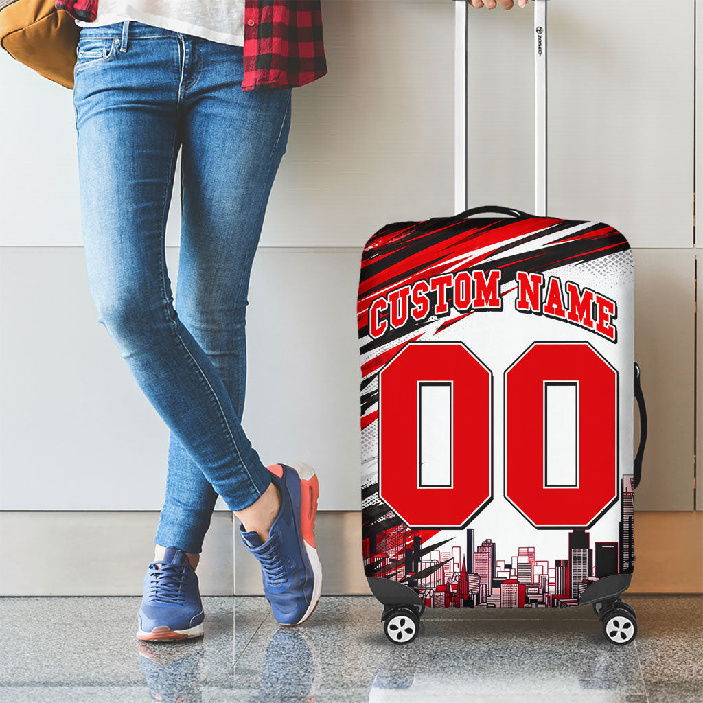 Personalised Melbourne Renegades Cricket Fan Pride Luggage Cover Dynamic Cricket Graphic Art With Melbourne City Skyline