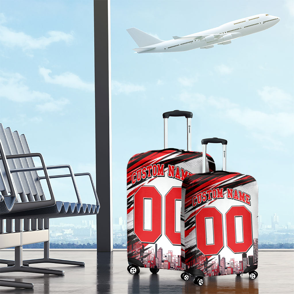 Personalised Melbourne Renegades Cricket Fan Pride Luggage Cover Dynamic Cricket Graphic Art With Melbourne City Skyline