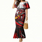 Personalised Melbourne Renegades Cricket Fan Pride Mermaid Dress Dynamic Cricket Graphic Art With Melbourne City Skyline