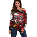 Personalised Melbourne Renegades Cricket Fan Pride Off Shoulder Sweater Dynamic Cricket Graphic Art With Melbourne City Skyline