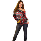 Personalised Melbourne Renegades Cricket Fan Pride Off Shoulder Sweater Dynamic Cricket Graphic Art With Melbourne City Skyline