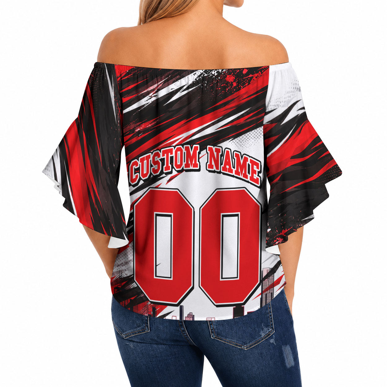 Personalised Melbourne Renegades Cricket Fan Pride Off Shoulder Wrap Waist Top Dynamic Cricket Graphic Art With Melbourne City Skyline
