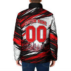Personalised Melbourne Renegades Cricket Fan Pride Padded Jacket Dynamic Cricket Graphic Art With Melbourne City Skyline