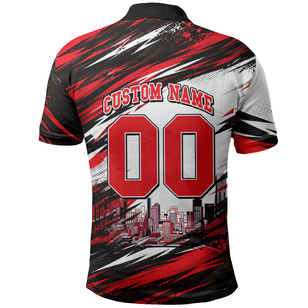 Personalised Melbourne Renegades Cricket Fan Pride Polo Shirt Dynamic Cricket Graphic Art With Melbourne City Skyline