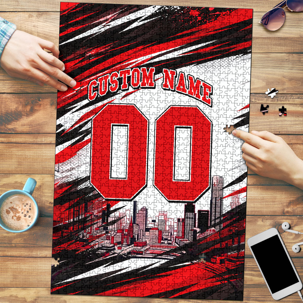 Personalised Melbourne Renegades Cricket Fan Pride Puzzle Dynamic Cricket Graphic Art With Melbourne City Skyline