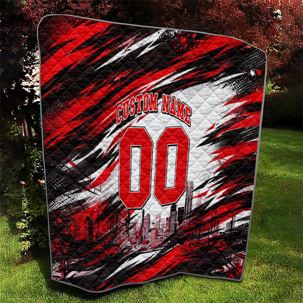 Personalised Melbourne Renegades Cricket Fan Pride Quilt Dynamic Cricket Graphic Art With Melbourne City Skyline