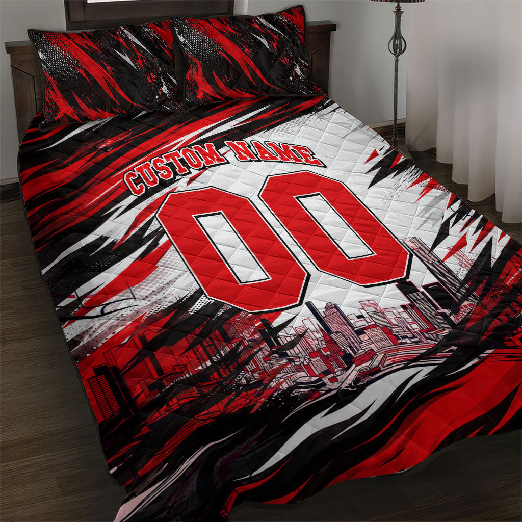 Personalised Melbourne Renegades Cricket Fan Pride Quilt Bed Set Dynamic Cricket Graphic Art With Melbourne City Skyline