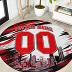 Personalised Melbourne Renegades Cricket Fan Pride Round Carpet Dynamic Cricket Graphic Art With Melbourne City Skyline