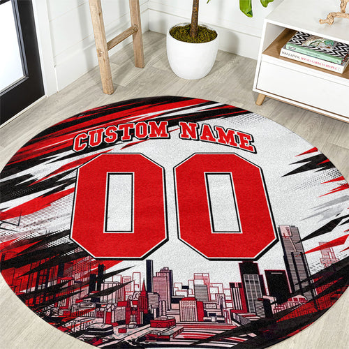 Personalised Melbourne Renegades Cricket Fan Pride Round Carpet Dynamic Cricket Graphic Art With Melbourne City Skyline