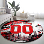 Personalised Melbourne Renegades Cricket Fan Pride Round Carpet Dynamic Cricket Graphic Art With Melbourne City Skyline