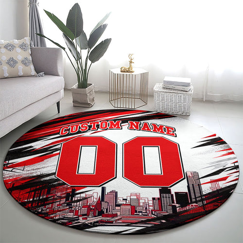 Personalised Melbourne Renegades Cricket Fan Pride Round Carpet Dynamic Cricket Graphic Art With Melbourne City Skyline