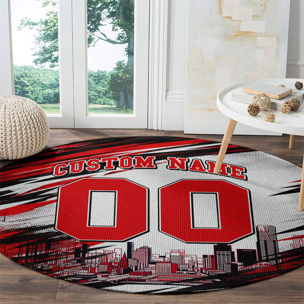 Personalised Melbourne Renegades Cricket Fan Pride Round Carpet Dynamic Cricket Graphic Art With Melbourne City Skyline
