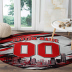 Personalised Melbourne Renegades Cricket Fan Pride Round Carpet Dynamic Cricket Graphic Art With Melbourne City Skyline