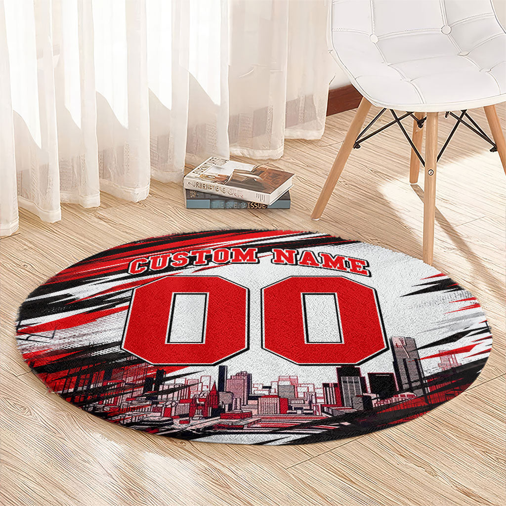 Personalised Melbourne Renegades Cricket Fan Pride Round Carpet Dynamic Cricket Graphic Art With Melbourne City Skyline