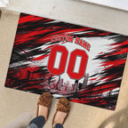 Personalised Melbourne Renegades Cricket Fan Pride Rubber Doormat Dynamic Cricket Graphic Art With Melbourne City Skyline