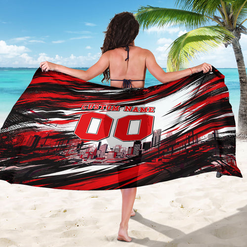 Personalised Melbourne Renegades Cricket Fan Pride Sarong Dynamic Cricket Graphic Art With Melbourne City Skyline