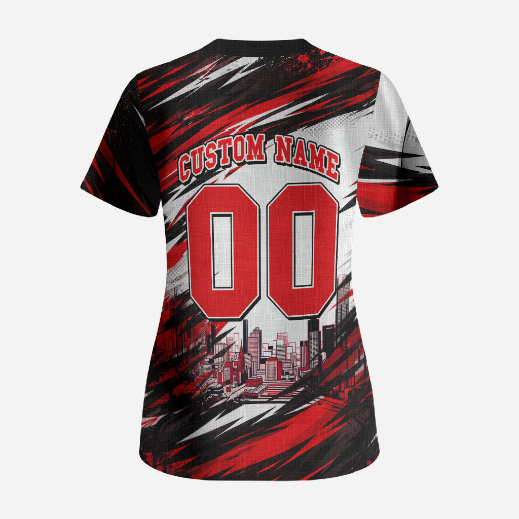 Personalised Melbourne Renegades Cricket Fan Pride Scrub Top Dynamic Cricket Graphic Art With Melbourne City Skyline