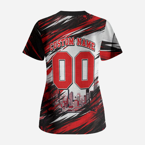 Personalised Melbourne Renegades Cricket Fan Pride Scrub Top Dynamic Cricket Graphic Art With Melbourne City Skyline