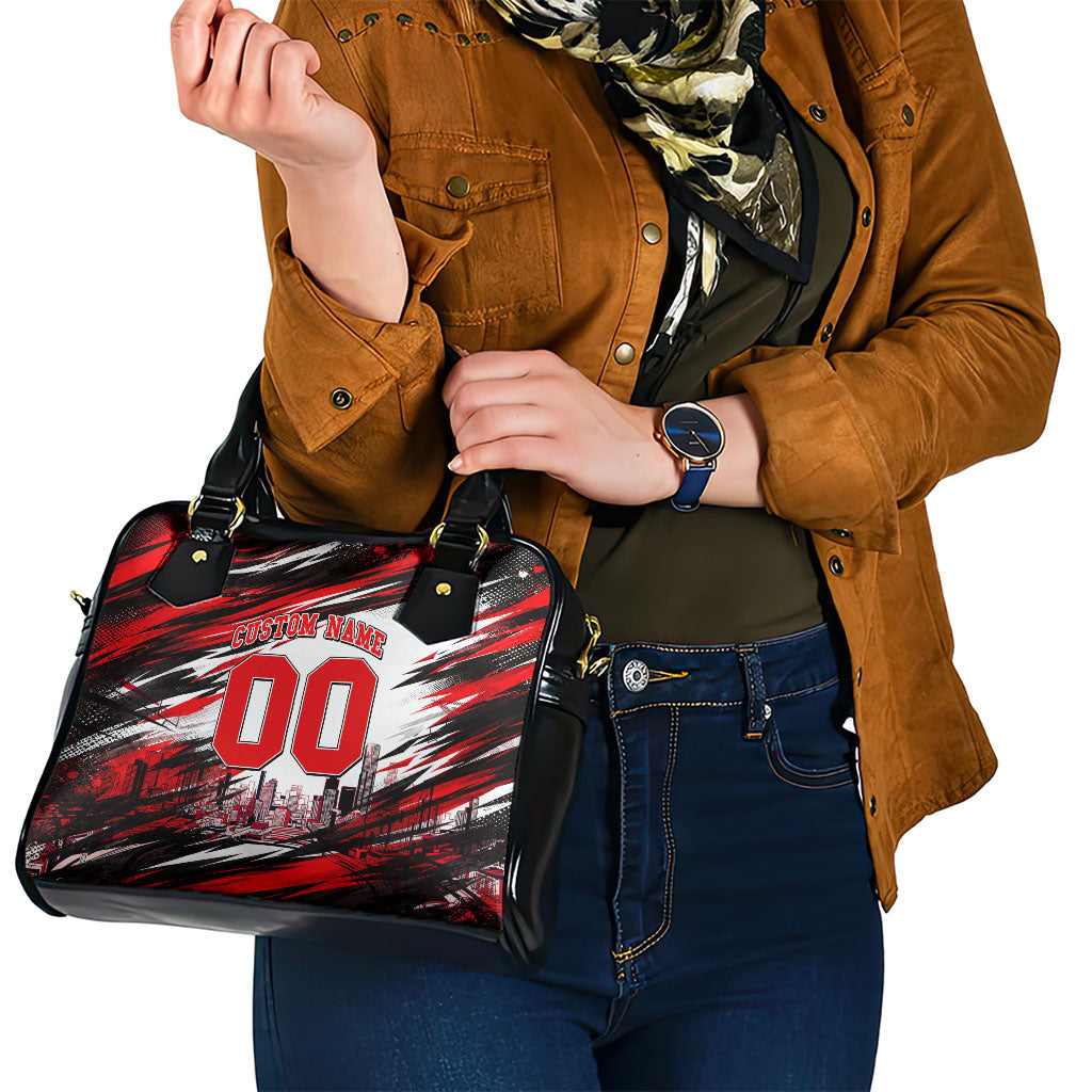 Personalised Melbourne Renegades Cricket Fan Pride Shoulder Handbag Dynamic Cricket Graphic Art With Melbourne City Skyline