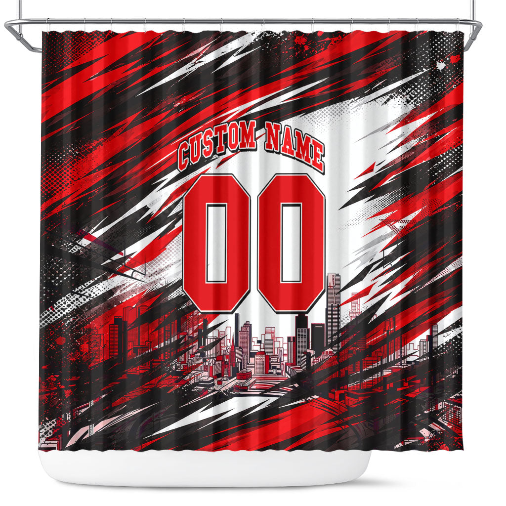 Personalised Melbourne Renegades Cricket Fan Pride Shower Curtain Dynamic Cricket Graphic Art With Melbourne City Skyline