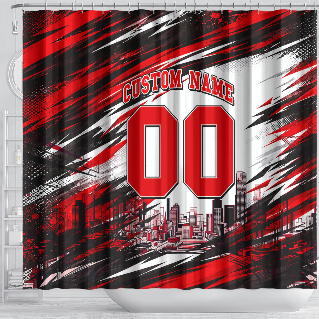 Personalised Melbourne Renegades Cricket Fan Pride Shower Curtain Dynamic Cricket Graphic Art With Melbourne City Skyline