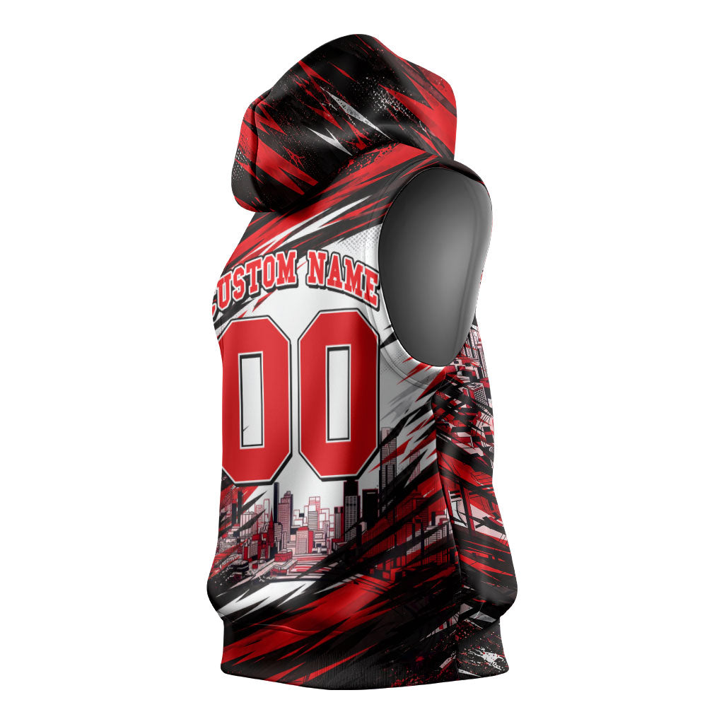 Personalised Melbourne Renegades Cricket Fan Pride Sleeveless Hoodie Dynamic Cricket Graphic Art With Melbourne City Skyline