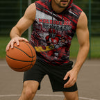 Personalised Melbourne Renegades Cricket Fan Pride Sleeveless Hoodie Dynamic Cricket Graphic Art With Melbourne City Skyline