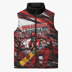 Personalised Melbourne Renegades Cricket Fan Pride Sleeveless Puffer Jacket Dynamic Cricket Graphic Art With Melbourne City Skyline