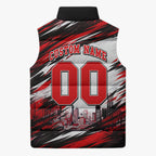 Personalised Melbourne Renegades Cricket Fan Pride Sleeveless Puffer Jacket Dynamic Cricket Graphic Art With Melbourne City Skyline